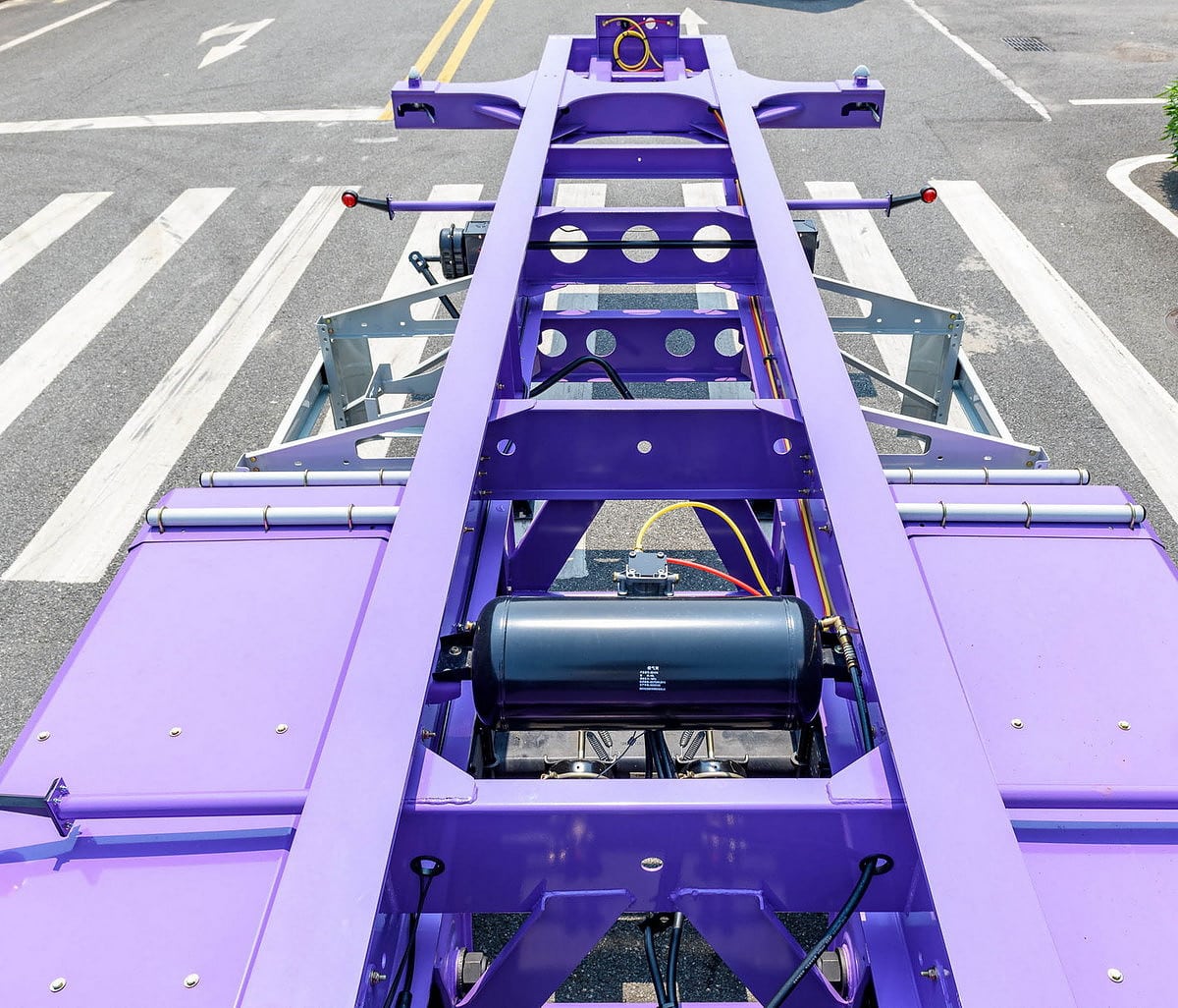 Macaroon Purple Terminal Trailer 05 20Ft 2 Axles Macaroon Color Skeleton Chassis for Terminal Port