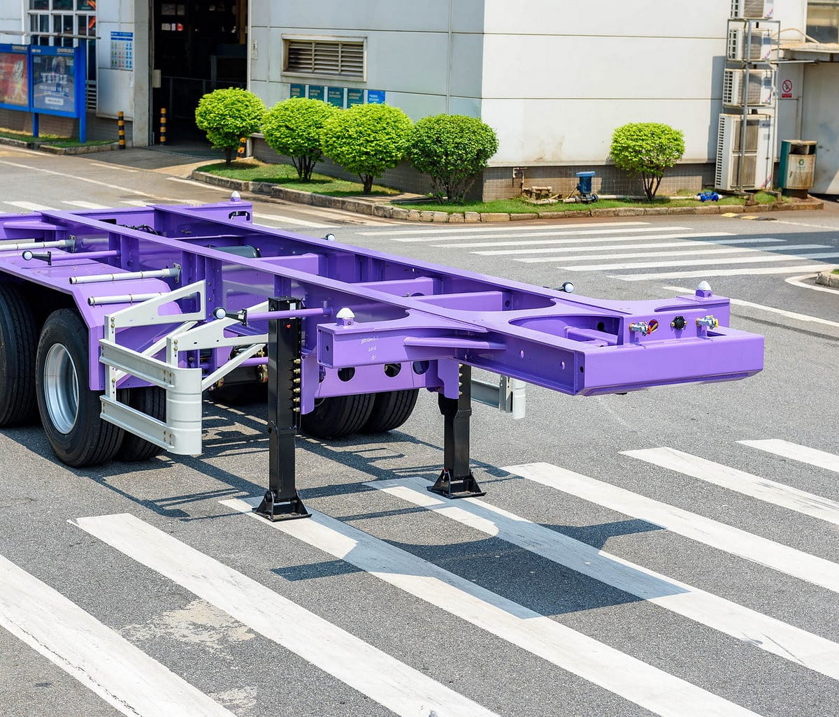 Macaroon Purple Terminal Trailer 06 20Ft 2 Axles Macaroon Color Skeleton Chassis for Terminal Port